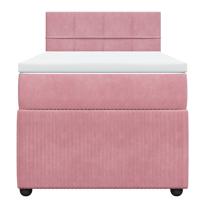 Giroletto a Molle con Materasso Rosa 100x200 cm in Velluto