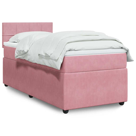 Giroletto a Molle con Materasso Rosa 100x200 cm in Velluto | homemem39