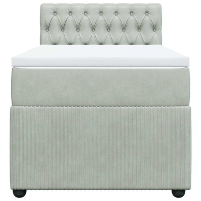 Giroletto a Molle con Materasso Grigio Chiaro 100x200cm Velluto