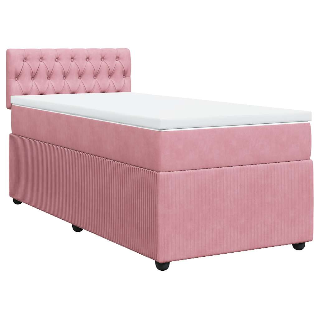 Giroletto a Molle con Materasso Rosa 100x200 cm in Velluto | homemem39