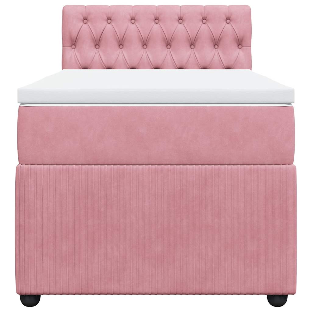 Giroletto a Molle con Materasso Rosa 100x200 cm in Velluto