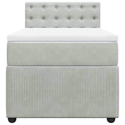 Giroletto a Molle con Materasso Grigio Chiaro 100x200cm Velluto - homemem39