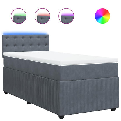 Giroletto a Molle con Materasso Grigio Scuro 100x200 cm Velluto