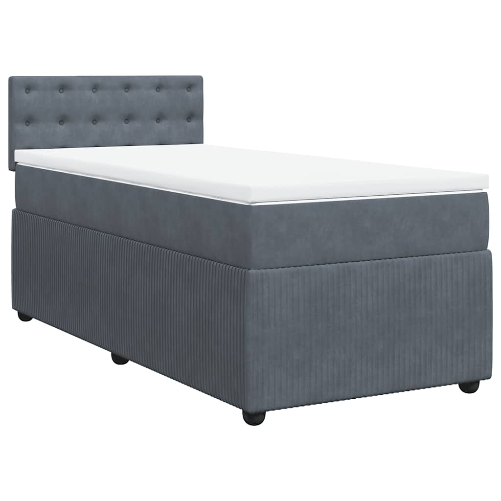 Giroletto a Molle con Materasso Grigio Scuro 100x200 cm Velluto