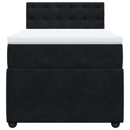 Giroletto a Molle con Materasso Nero 100x200 cm in Velluto