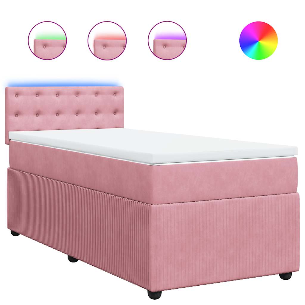 Giroletto a Molle con Materasso Rosa 100x200 cm in Velluto