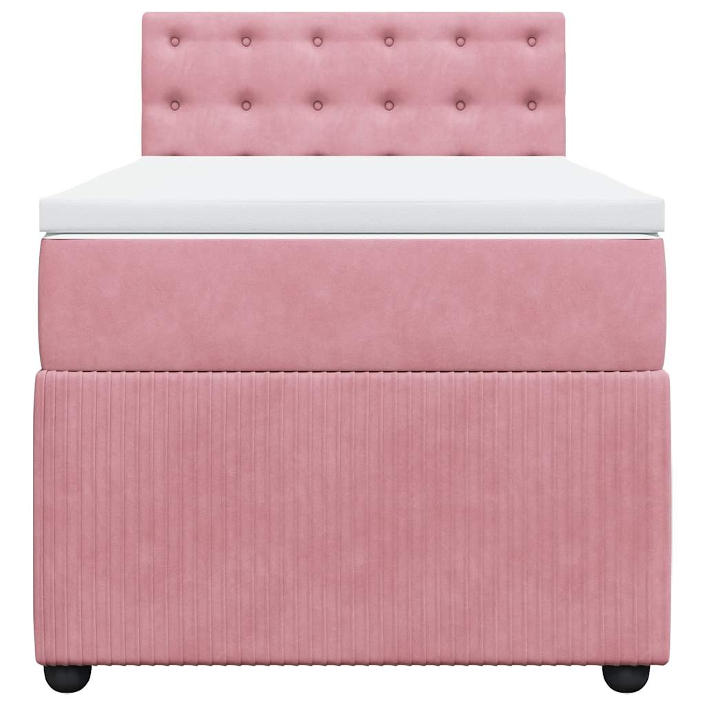 Giroletto a Molle con Materasso Rosa 100x200 cm in Velluto