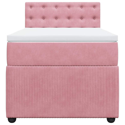 Giroletto a Molle con Materasso Rosa 100x200 cm in Velluto