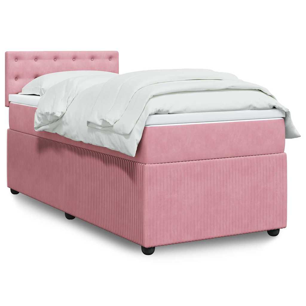 Giroletto a Molle con Materasso Rosa 100x200 cm in Velluto