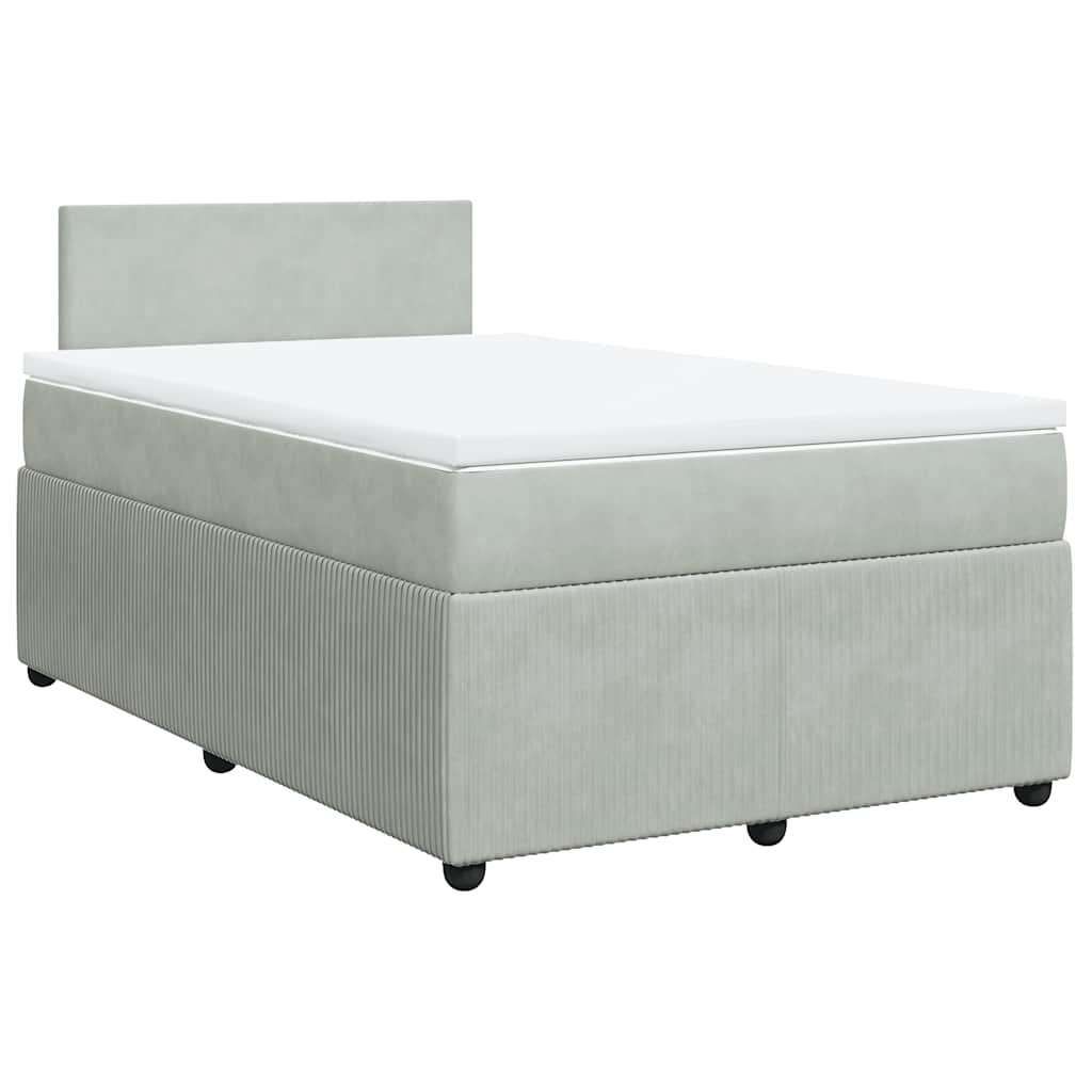 Giroletto a Molle con Materasso Grigio Chiaro 120x190cm Velluto