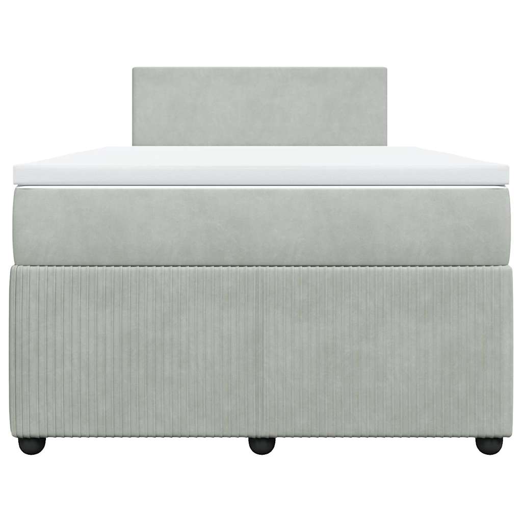 Giroletto a Molle con Materasso Grigio Chiaro 120x190cm Velluto