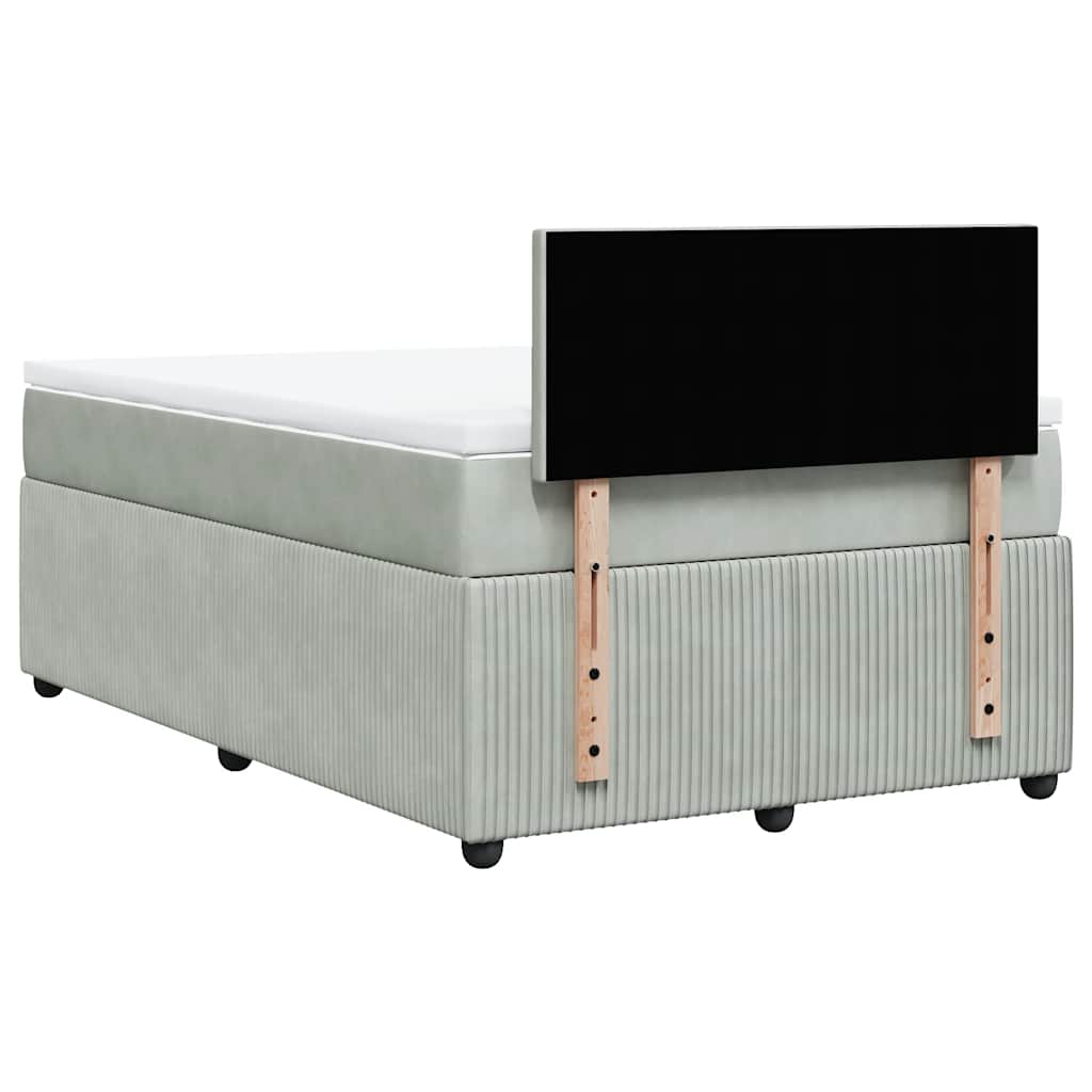 Giroletto a Molle con Materasso Grigio Chiaro 120x190cm Velluto