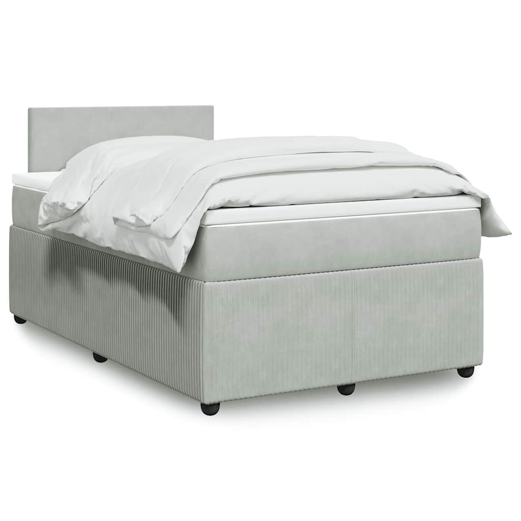 Giroletto a Molle con Materasso Grigio Chiaro 120x190cm Velluto