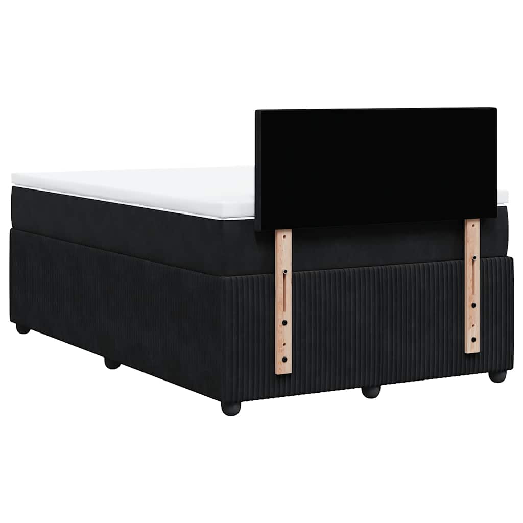 Giroletto a Molle con Materasso Nero 120x190 cm in Velluto