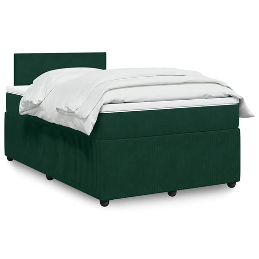 Giroletto a Molle con Materasso Verde Scuro 120x190 cm Velluto