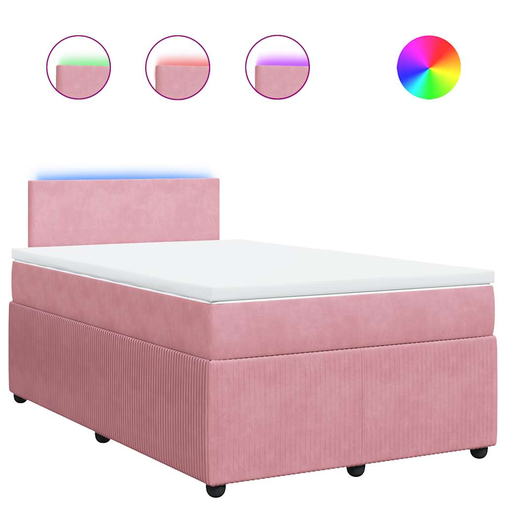 Giroletto a Molle con Materasso Rosa 120x190 cm in Velluto | homemem39