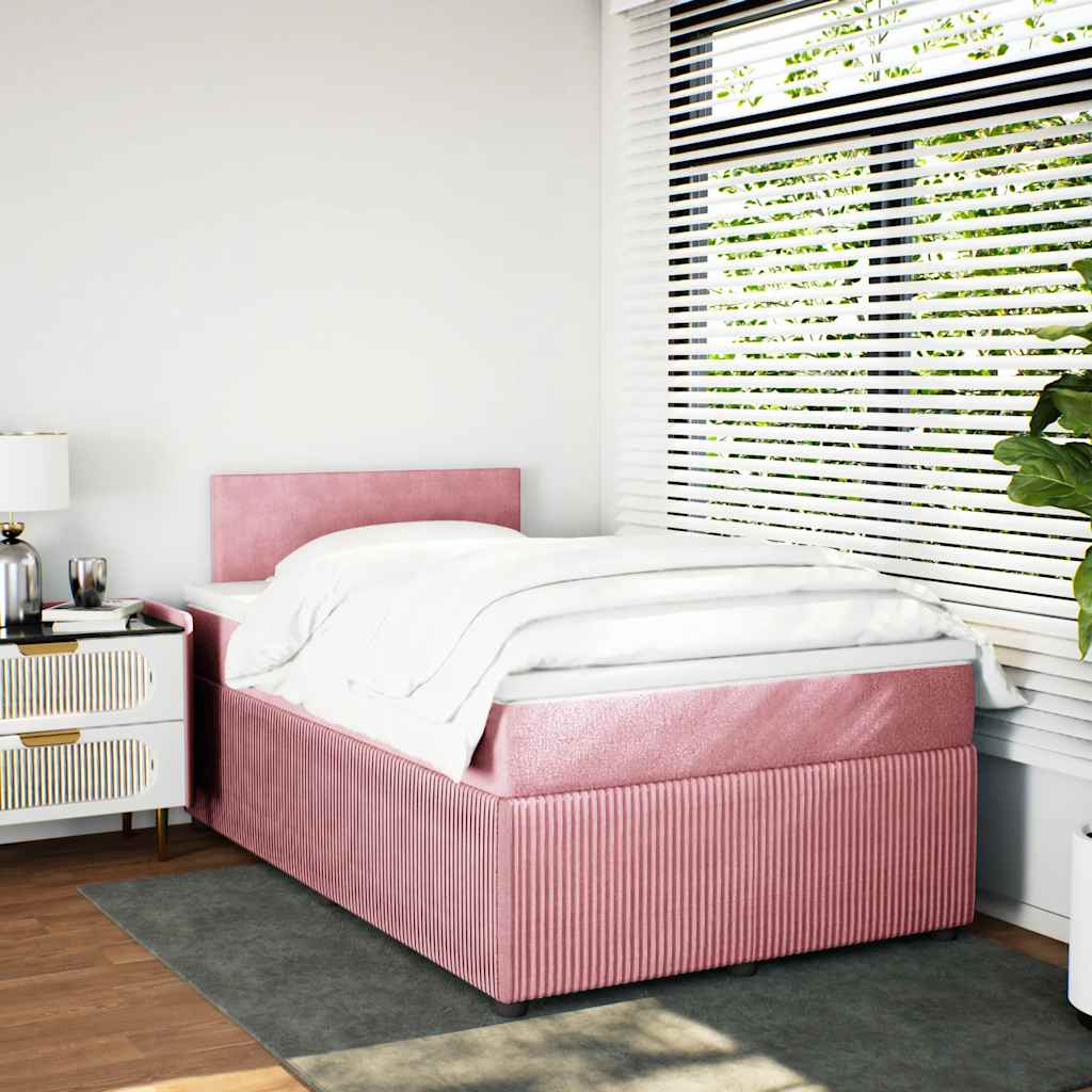 Giroletto a Molle con Materasso Rosa 120x190 cm in Velluto | homemem39