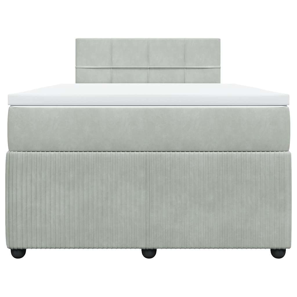 Giroletto a Molle con Materasso Grigio Chiaro 120x190cm Velluto