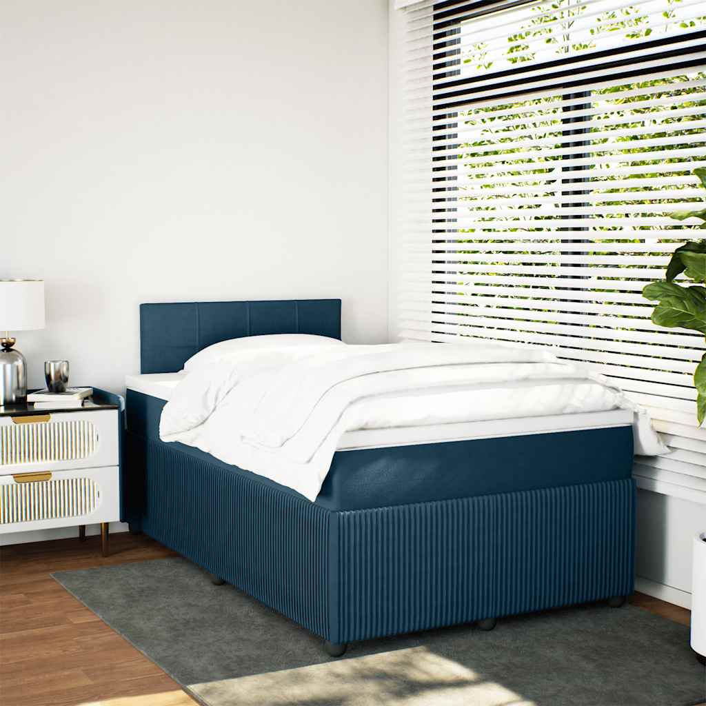 Giroletto a Molle con Materasso Blu 120x190 cm in Velluto