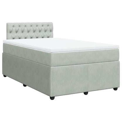 Giroletto a Molle con Materasso Grigio Chiaro 120x190cm Velluto