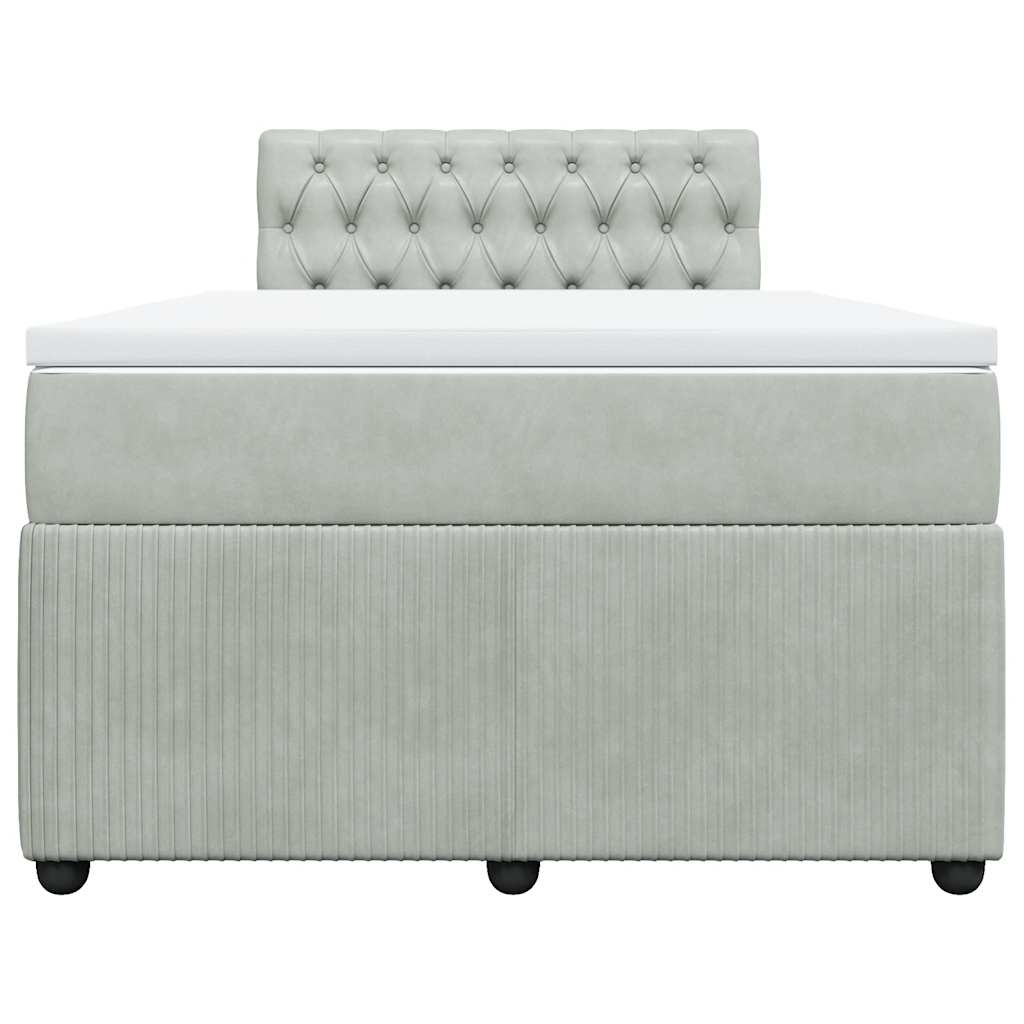 Giroletto a Molle con Materasso Grigio Chiaro 120x190cm Velluto