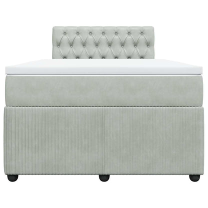 Giroletto a Molle con Materasso Grigio Chiaro 120x190cm Velluto