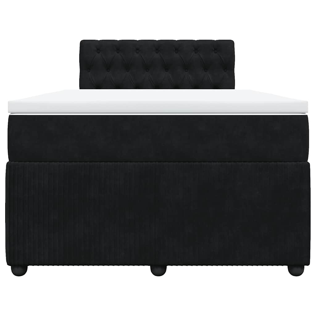 Giroletto a Molle con Materasso Nero 120x190 cm in Velluto