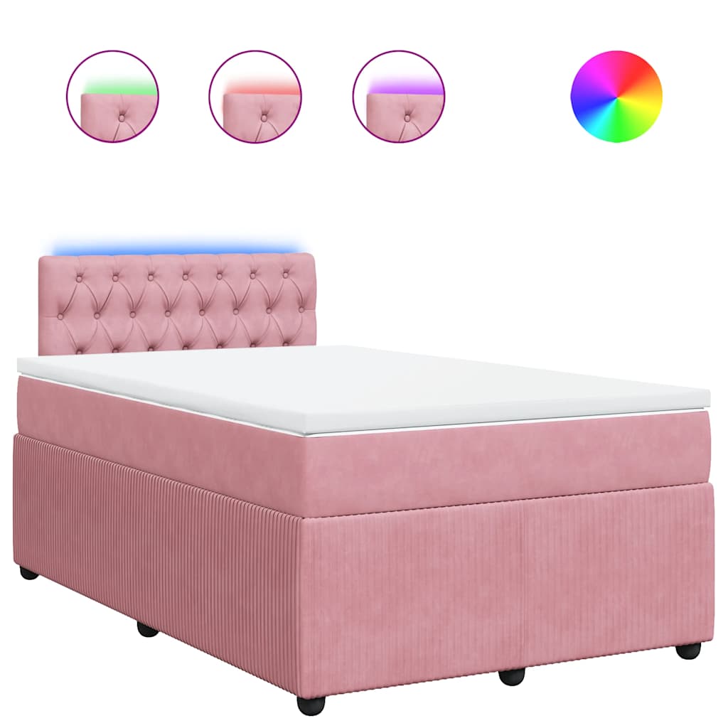 Giroletto a Molle con Materasso Rosa 120x190 cm in Velluto | homemem39