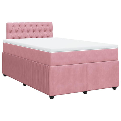 Giroletto a Molle con Materasso Rosa 120x190 cm in Velluto