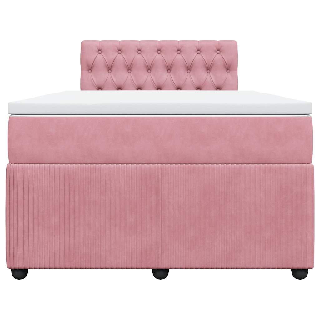 Giroletto a Molle con Materasso Rosa 120x190 cm in Velluto