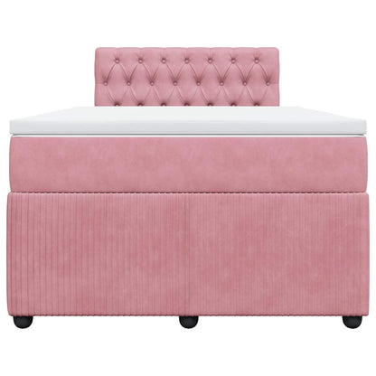 Giroletto a Molle con Materasso Rosa 120x190 cm in Velluto