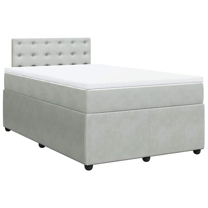 Giroletto a Molle con Materasso Grigio Chiaro 120x190cm Velluto
