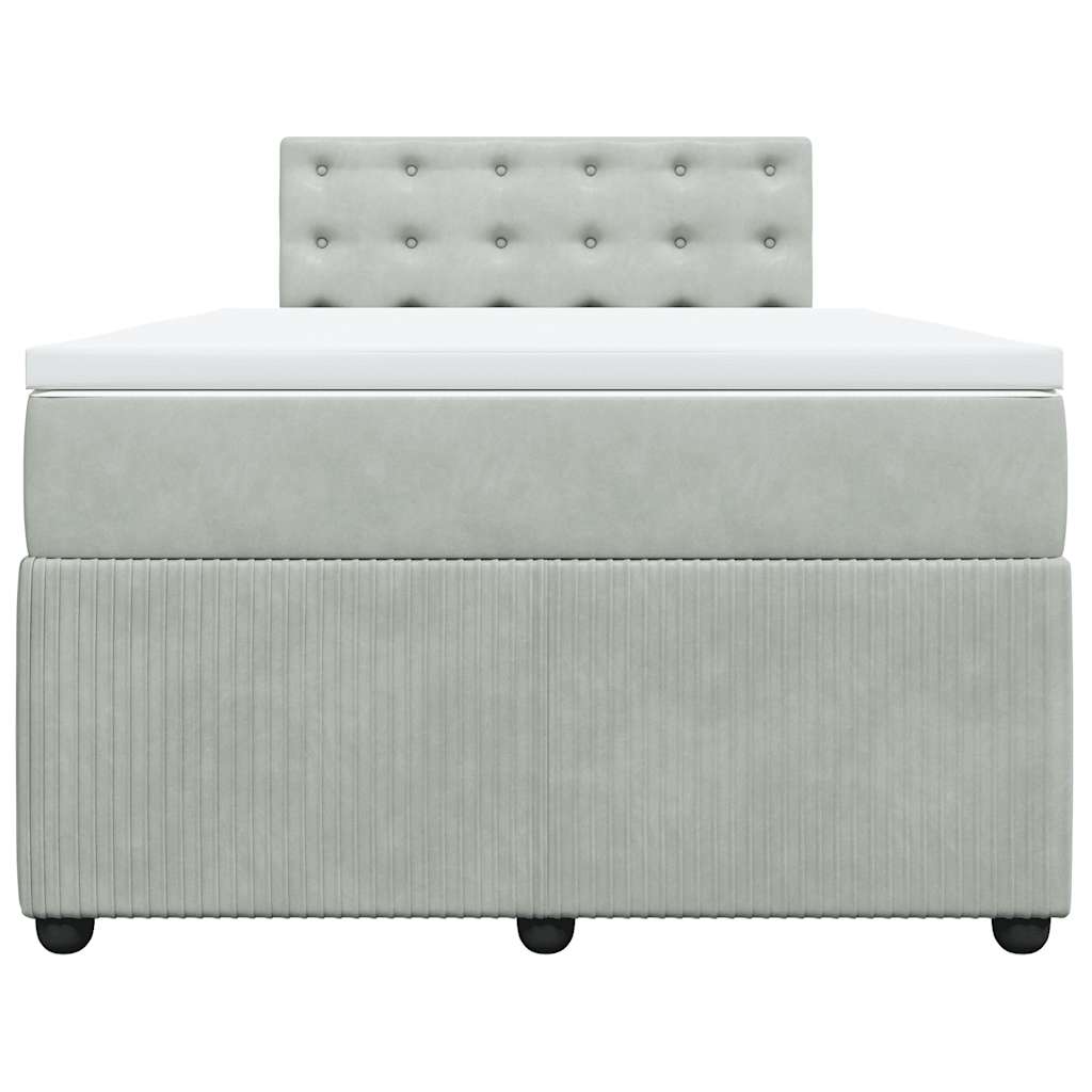Giroletto a Molle con Materasso Grigio Chiaro 120x190cm Velluto