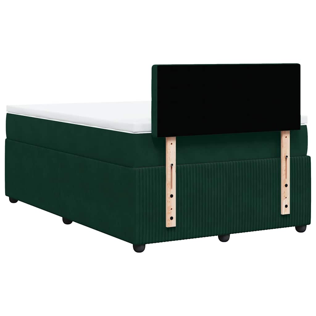 Giroletto a Molle con Materasso Verde Scuro 120x190 cm Velluto