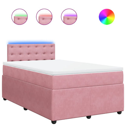 Giroletto a Molle con Materasso Rosa 120x190 cm in Velluto