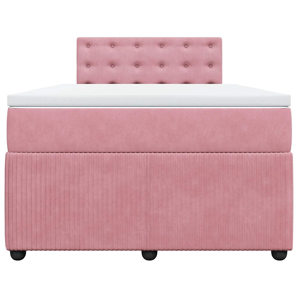 Giroletto a Molle con Materasso Rosa 120x190 cm in Velluto