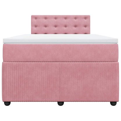 Giroletto a Molle con Materasso Rosa 120x190 cm in Velluto