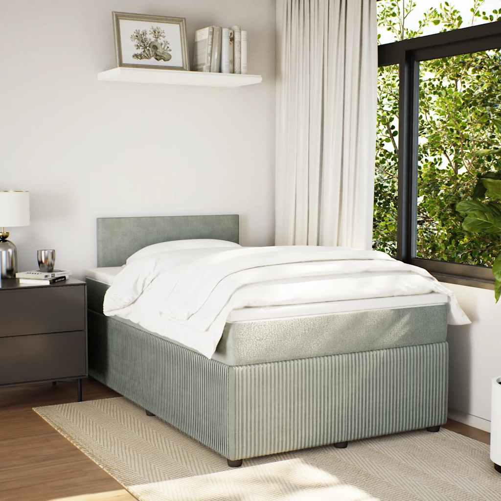 Giroletto a Molle con Materasso Grigio Chiaro 120x200cm Velluto | homemem39