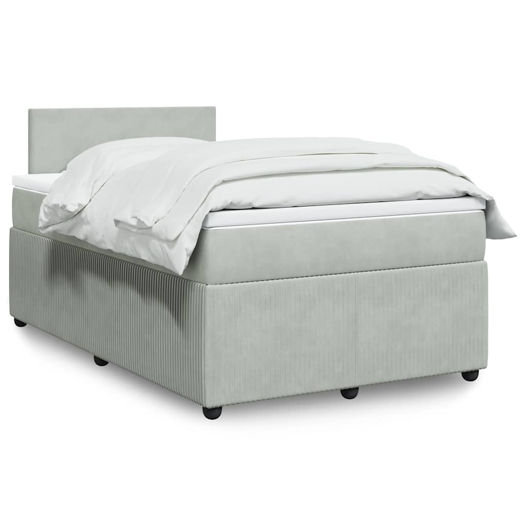 Giroletto a Molle con Materasso Grigio Chiaro 120x200cm Velluto | homemem39