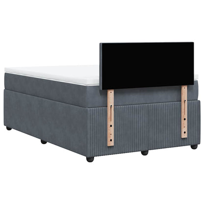 Giroletto a Molle con Materasso Grigio Scuro 120x200 cm Velluto
