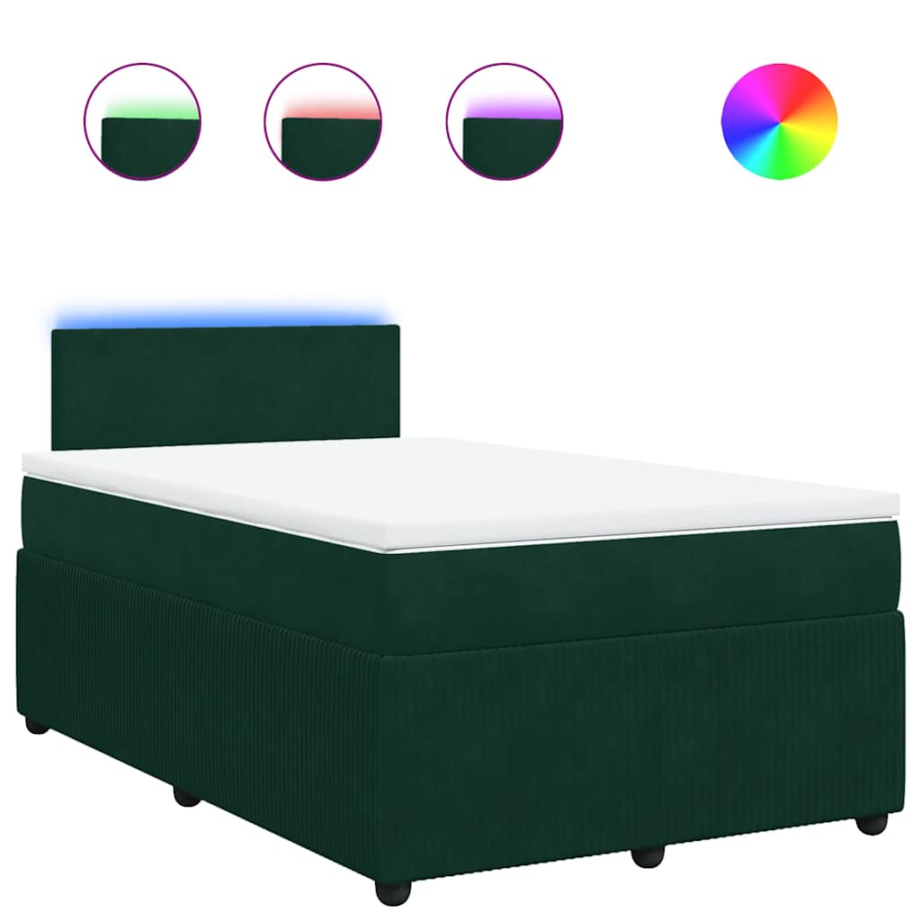Giroletto a Molle con Materasso Verde Scuro 120x200 cm Velluto