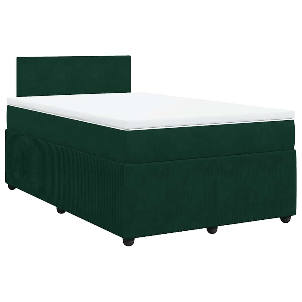 Giroletto a Molle con Materasso Verde Scuro 120x200 cm Velluto