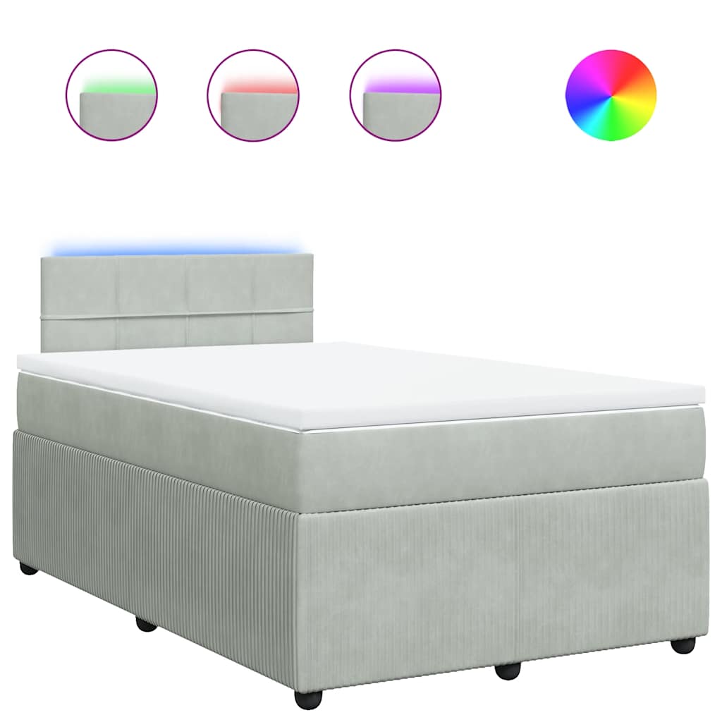 Giroletto a Molle con Materasso Grigio Chiaro 120x200cm Velluto | homemem39