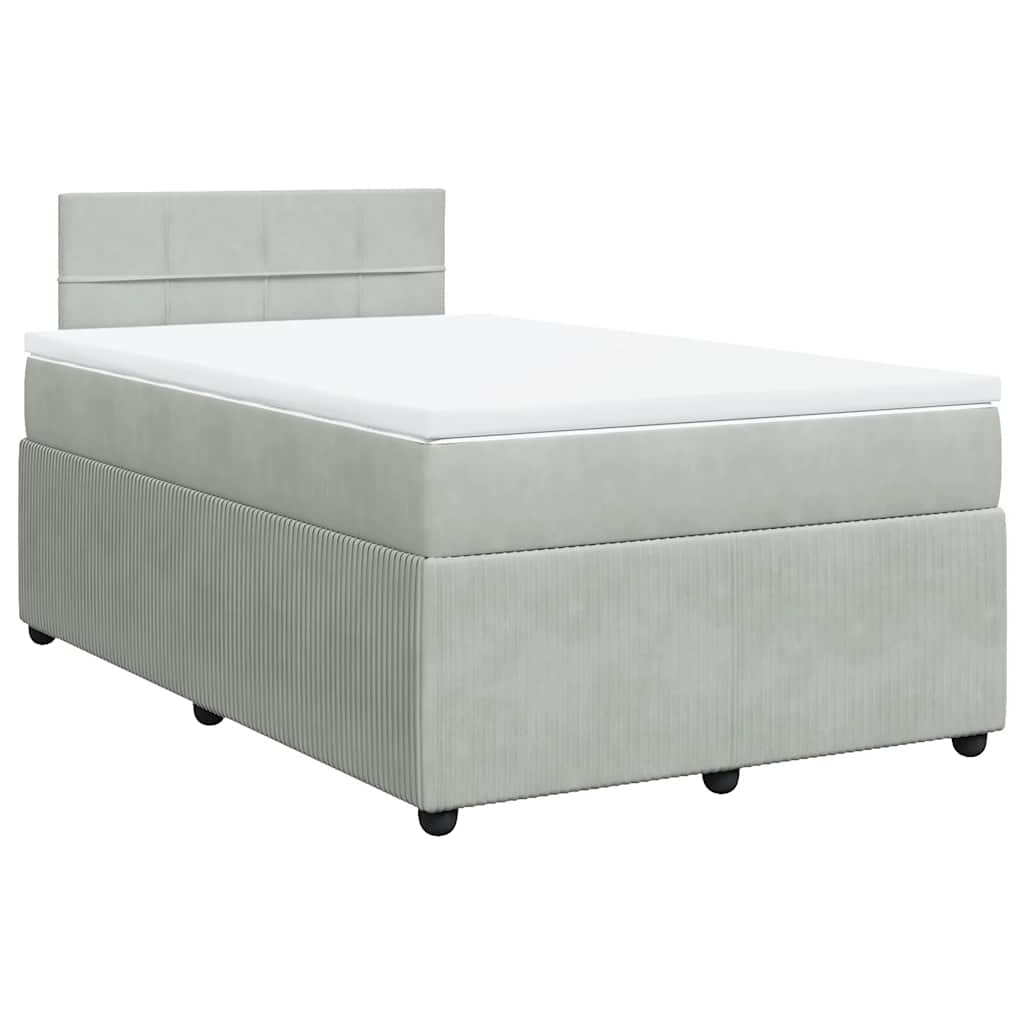 Giroletto a Molle con Materasso Grigio Chiaro 120x200cm Velluto