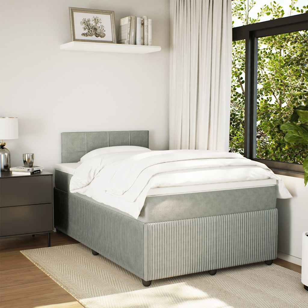 Giroletto a Molle con Materasso Grigio Chiaro 120x200cm Velluto | homemem39