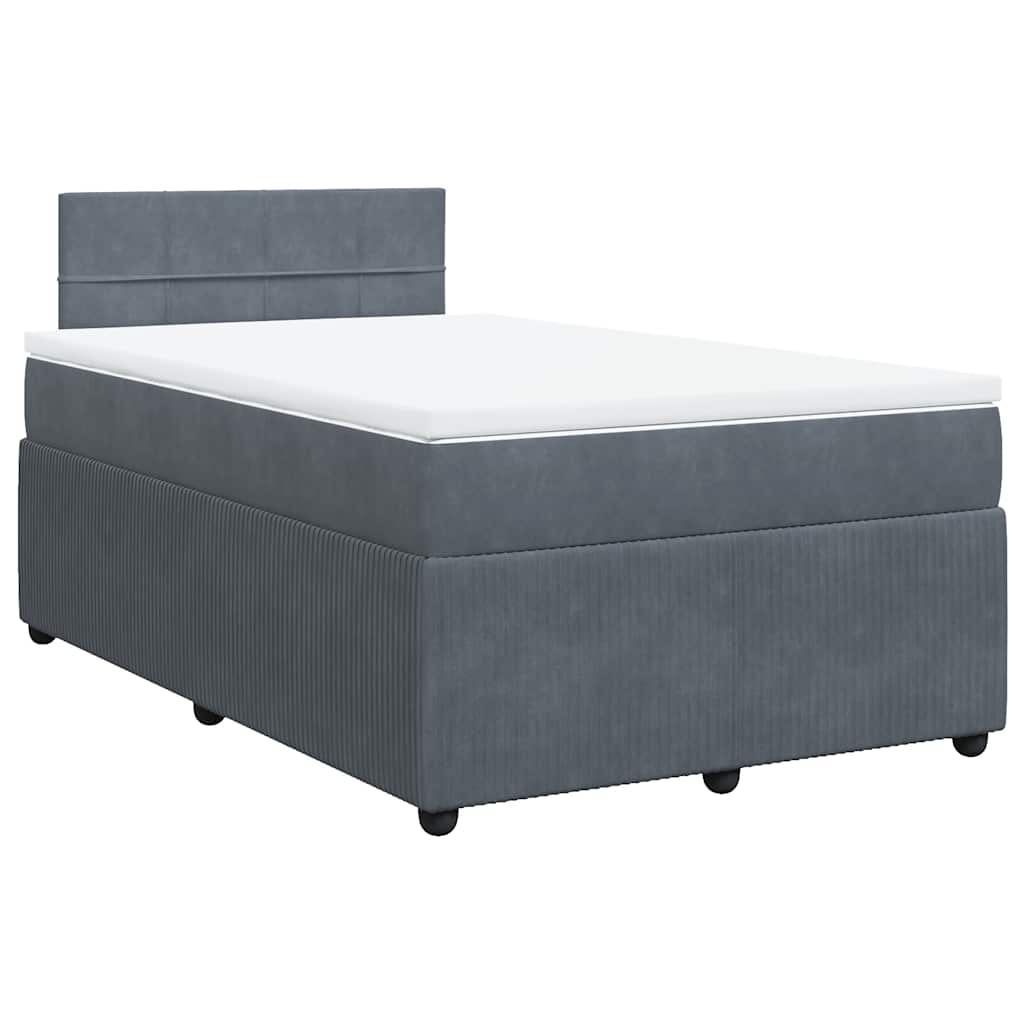 Giroletto a Molle con Materasso Grigio Scuro 120x200 cm Velluto