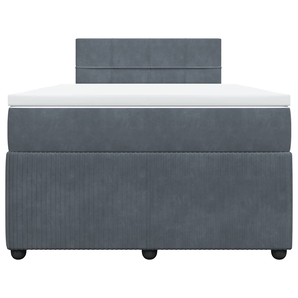 Giroletto a Molle con Materasso Grigio Scuro 120x200 cm Velluto