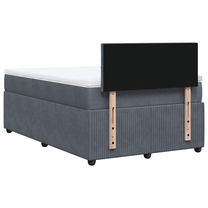 Giroletto a Molle con Materasso Grigio Scuro 120x200 cm Velluto