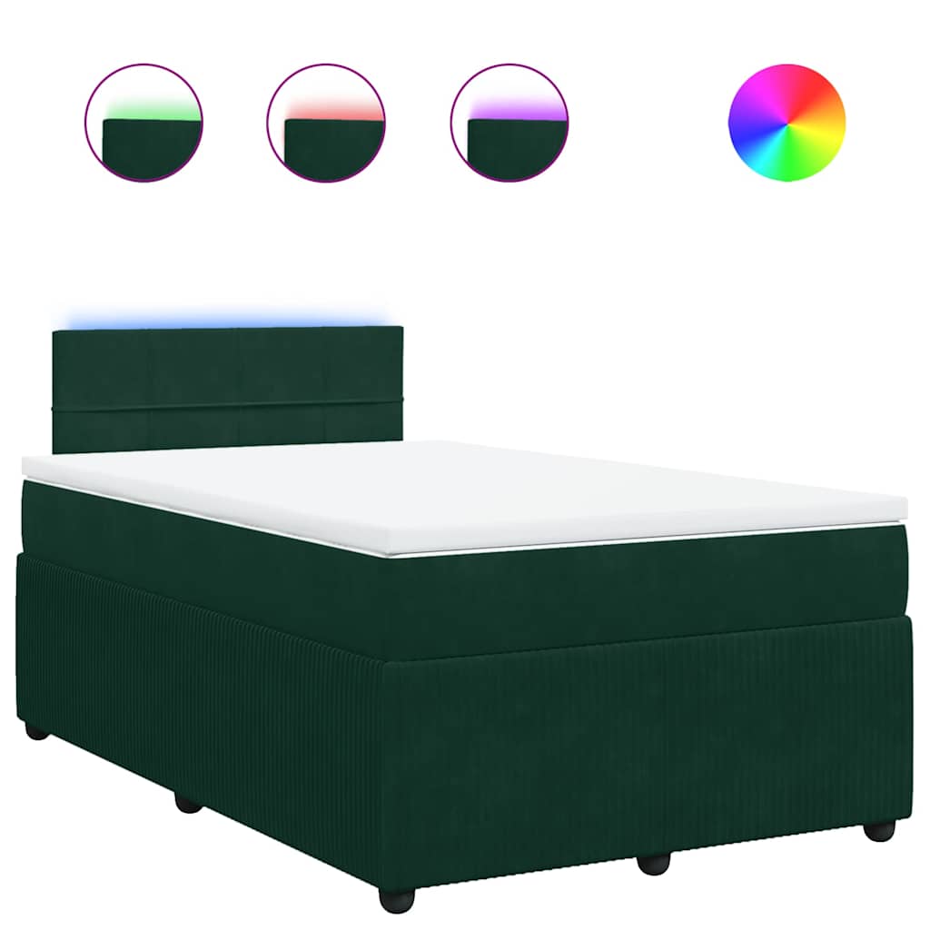 Giroletto a Molle con Materasso Verde Scuro 120x200 cm Velluto