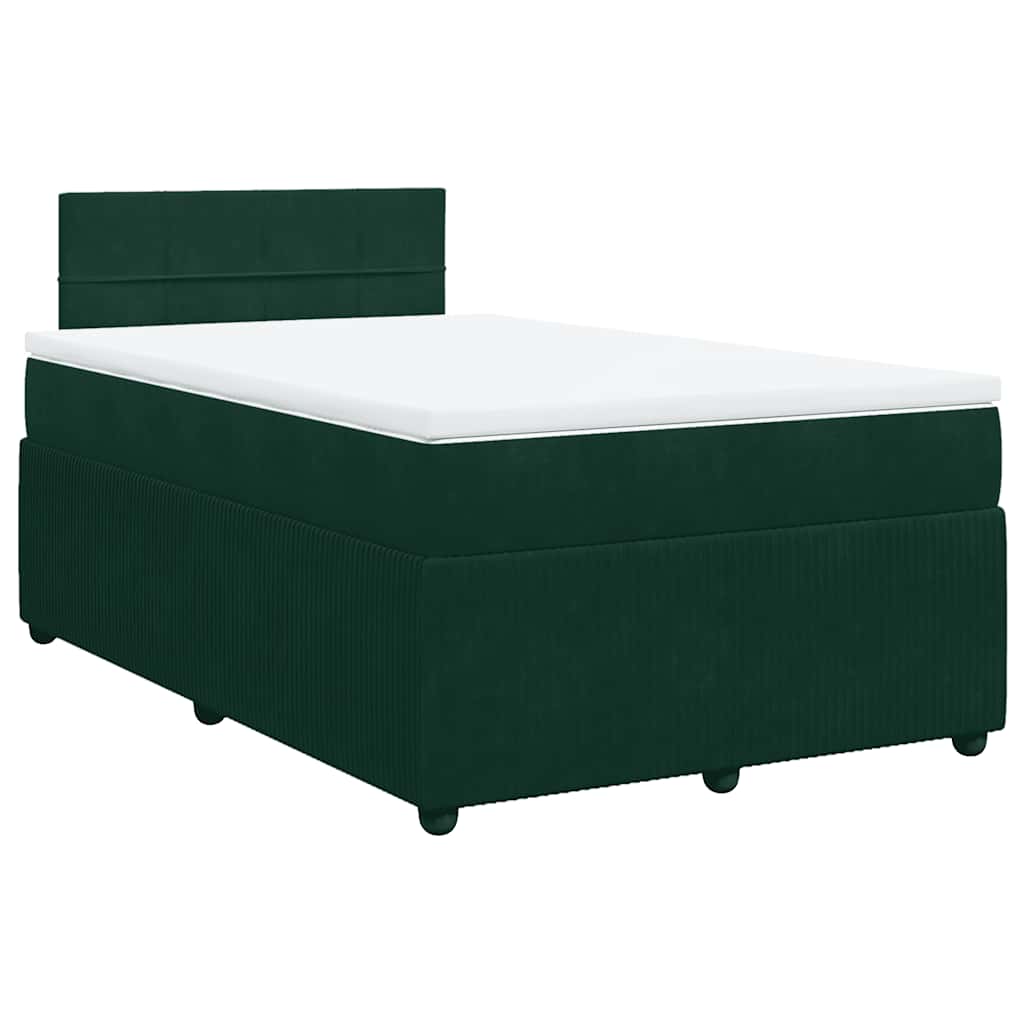 Giroletto a Molle con Materasso Verde Scuro 120x200 cm Velluto